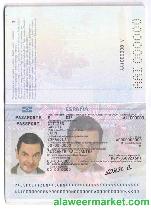 Spain passport template in PSD format, fully editable (till 2015)